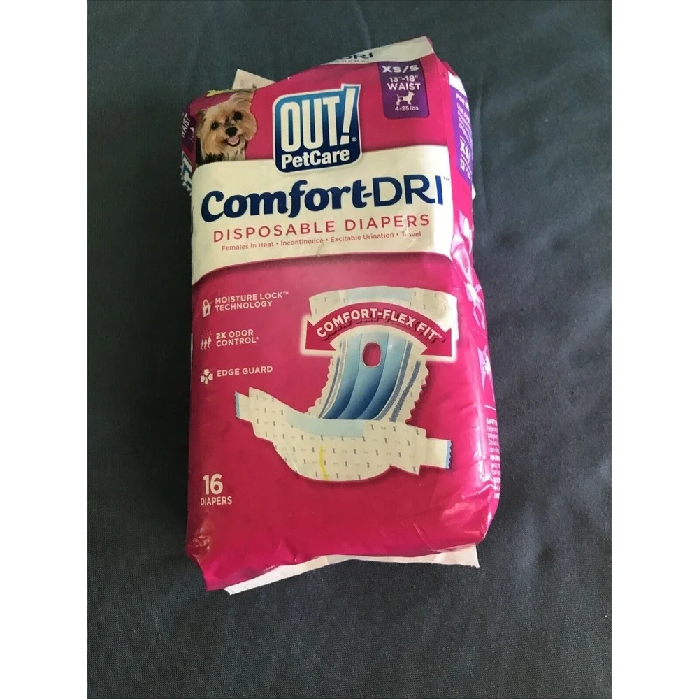 Out! Petcare Comfort Dri Disposable Dog Diapers Size XS/S Waist 13-18